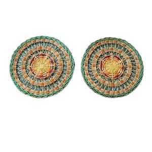 Vintage set of two wicker hot plate/ trivet